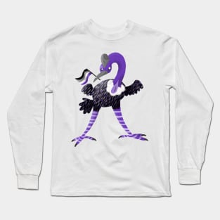 Asexual Pride Purple Cassowary Bird Long Sleeve T-Shirt